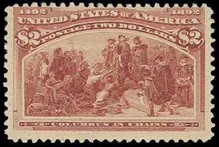 Costs of US Stamp Scott Catalogue #242: 1893 US$2.00 Columbian Exposition. H.R. Harmer, Nov 2013, Sale 3004, Lot 1174