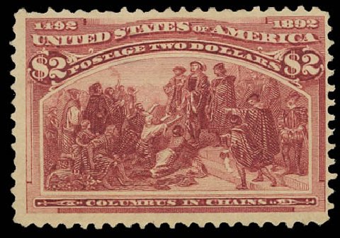 Values of US Stamp Scott Catalog # 242: US$2.00 1893 Columbian Exposition. Daniel Kelleher Auctions, Apr 2012, Sale 629, Lot 244