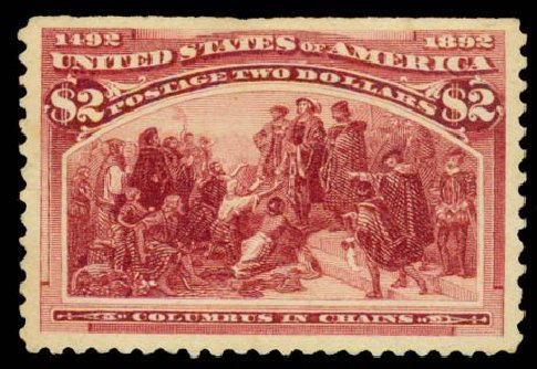 Price of US Stamps Scott Cat. # 242 - 1893 US$2.00 Columbian Exposition. Daniel Kelleher Auctions, Sep 2013, Sale 639, Lot 3324