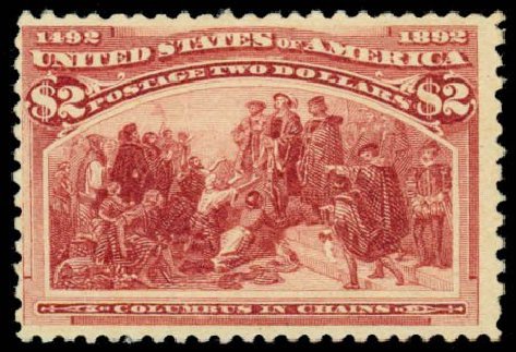 Cost of US Stamp Scott Cat. 242 - US$2.00 1893 Columbian Exposition. Daniel Kelleher Auctions, Dec 2013, Sale 640, Lot 204