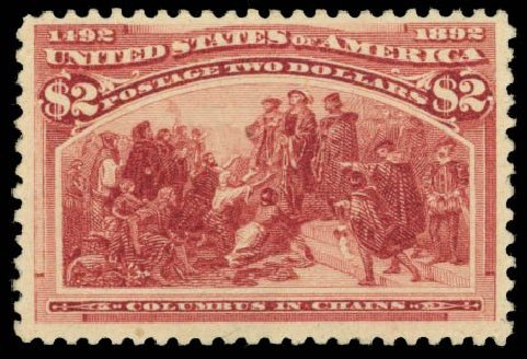US Stamps Value Scott Cat. # 242: 1893 US$2.00 Columbian Exposition. Daniel Kelleher Auctions, Oct 2014, Sale 660, Lot 2234