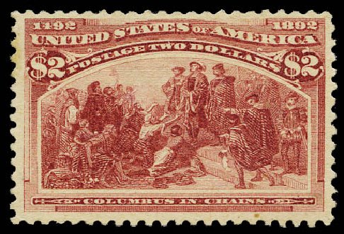 Value of US Stamp Scott Cat. #242 - US$2.00 1893 Columbian Exposition. Daniel Kelleher Auctions, May 2015, Sale 669, Lot 2744