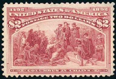 Cost of US Stamps Scott Catalogue #242: 1893 US$2.00 Columbian Exposition. Schuyler J. Rumsey Philatelic Auctions, Apr 2015, Sale 60, Lot 2234