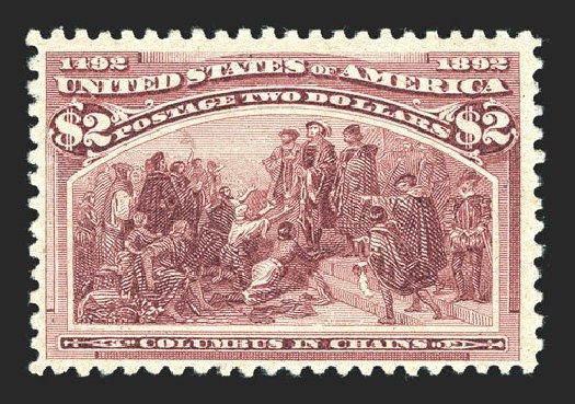 Values of US Stamps Scott Cat. # 242 - 1893 US$2.00 Columbian Exposition. Spink Shreves Galleries, Mar 2013, Sale 142, Lot 244
