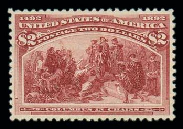 Costs of US Stamp Scott #242: US$2.00 1893 Columbian Exposition. Matthew Bennett International, Oct 2007, Sale 320, Lot 505