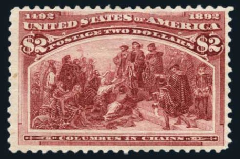 Price of US Stamp Scott Cat. 242: US$2.00 1893 Columbian Exposition. Harmer-Schau Auction Galleries, Aug 2014, Sale 102, Lot 1855