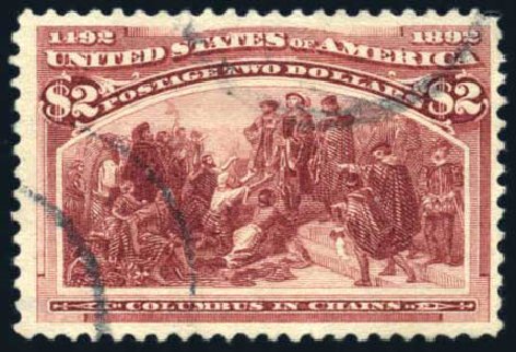 Costs of US Stamps Scott 242: 1893 US$2.00 Columbian Exposition. Harmer-Schau Auction Galleries, Feb 2010, Sale 84, Lot 1455