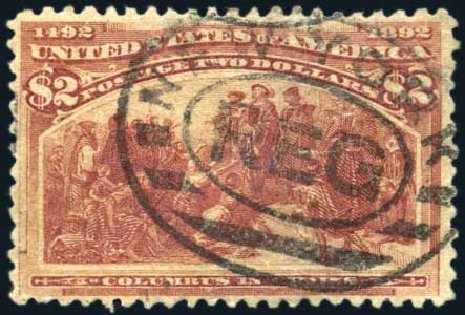 US Stamps Value Scott 242 - US$2.00 1893 Columbian Exposition. Harmer-Schau Auction Galleries, Aug 2011, Sale 90, Lot 1375