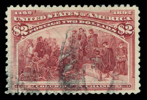 Values of US Stamp Scott Catalog #242 - 1893 US$2.00 Columbian Exposition. Daniel Kelleher Auctions, Apr 2012, Sale 629, Lot 245