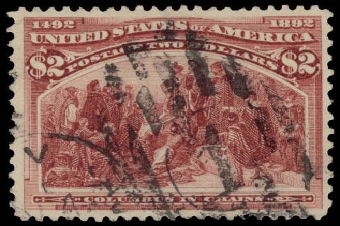 US Stamp Prices Scott Catalogue 242 - 1893 US$2.00 Columbian Exposition. Daniel Kelleher Auctions, May 2015, Sale 669, Lot 2745