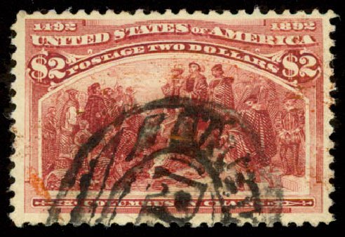 Value of US Stamp Scott Catalog # 242: 1893 US$2.00 Columbian Exposition. Daniel Kelleher Auctions, Aug 2015, Sale 672, Lot 2495