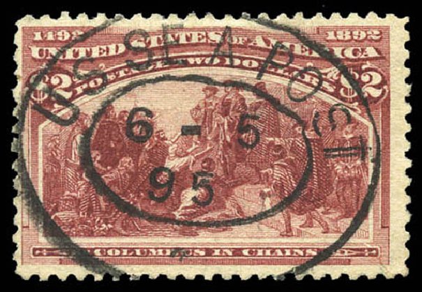 Values of US Stamps Scott Catalog # 242: 1893 US$2.00 Columbian Exposition. Matthew Bennett International, Mar 2011, Sale 337, Lot 2682