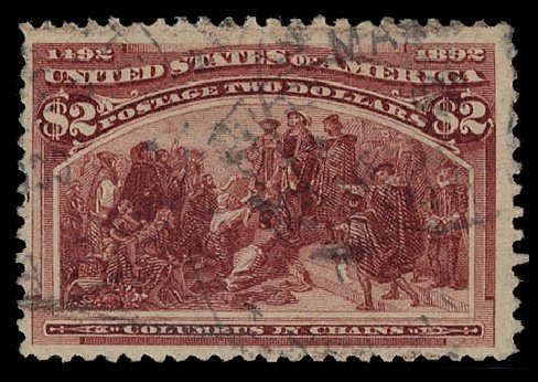 Values of US Stamp Scott Catalogue #242: US$2.00 1893 Columbian Exposition. Cherrystone Auctions, Oct 2012, Sale 201210, Lot 112