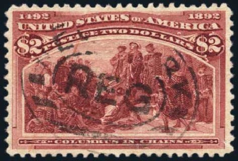 Cost of US Stamps Scott Catalogue # 242: 1893 US$2.00 Columbian Exposition. Harmer-Schau Auction Galleries, Jan 2014, Sale 100, Lot 502