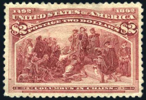 Values of US Stamp Scott Catalogue # 242: 1893 US$2.00 Columbian Exposition. Harmer-Schau Auction Galleries, Feb 2010, Sale 84, Lot 1452