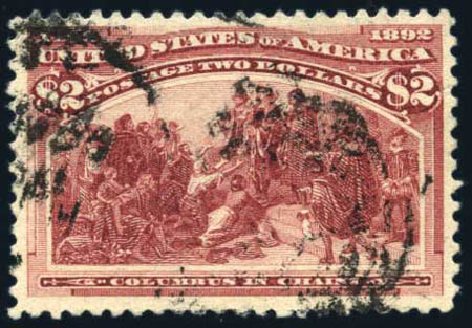 US Stamp Values Scott Catalogue 242 - US$2.00 1893 Columbian Exposition. Harmer-Schau Auction Galleries, Jul 2010, Sale 86, Lot 442