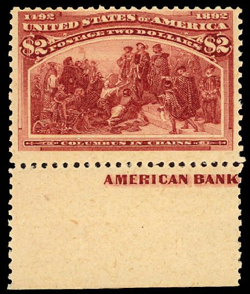 US Stamp Value Scott Cat. #242 - US$2.00 1893 Columbian Exposition. Daniel Kelleher Auctions, Dec 2012, Sale 633, Lot 462
