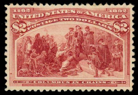 Cost of US Stamps Scott #242: 1893 US$2.00 Columbian Exposition. Daniel Kelleher Auctions, Sep 2013, Sale 639, Lot 3322