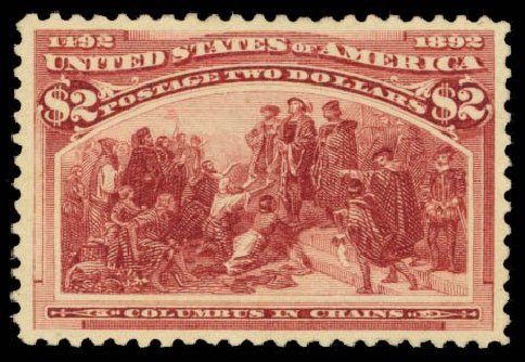 US Stamp Prices Scott Catalog 242: 1893 US$2.00 Columbian Exposition. Daniel Kelleher Auctions, Oct 2014, Sale 660, Lot 2232