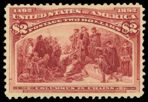 US Stamp Price Scott #242 - 1893 US$2.00 Columbian Exposition. Daniel Kelleher Auctions, Dec 2014, Sale 661, Lot 212