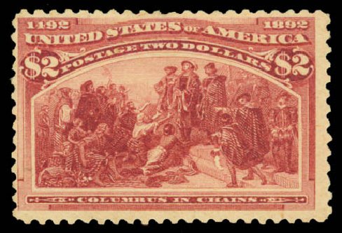 US Stamp Prices Scott Cat. #242: 1893 US$2.00 Columbian Exposition. Daniel Kelleher Auctions, Aug 2015, Sale 672, Lot 2492