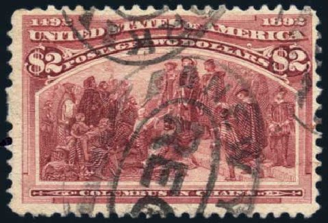 Value of US Stamps Scott Catalog #242 - US$2.00 1893 Columbian Exposition. Harmer-Schau Auction Galleries, Jan 2014, Sale 100, Lot 503