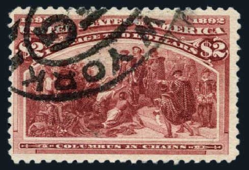 Values of US Stamp Scott Catalogue #242: US$2.00 1893 Columbian Exposition. Harmer-Schau Auction Galleries, Aug 2014, Sale 102, Lot 1863