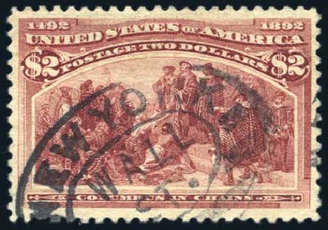 US Stamps Values Scott Catalogue #242: US$2.00 1893 Columbian Exposition. Harmer-Schau Auction Galleries, Aug 2011, Sale 90, Lot 1373