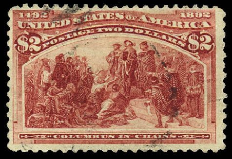 Value of US Stamps Scott Catalogue # 242: US$2.00 1893 Columbian Exposition. Daniel Kelleher Auctions, Dec 2012, Sale 633, Lot 463