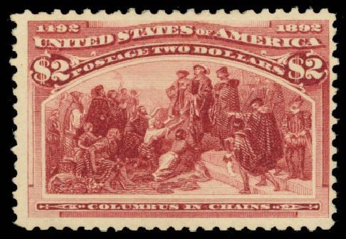 Cost of US Stamps Scott Catalog 242 - 1893 US$2.00 Columbian Exposition. Daniel Kelleher Auctions, Oct 2014, Sale 660, Lot 2233