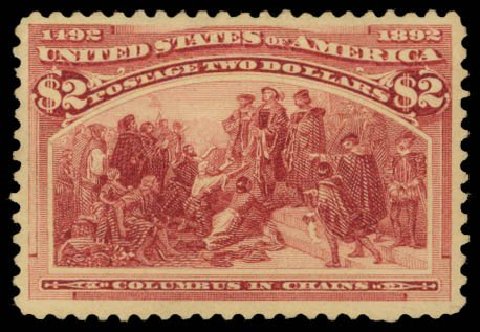US Stamp Price Scott #242 - US$2.00 1893 Columbian Exposition. Daniel Kelleher Auctions, Dec 2014, Sale 661, Lot 213