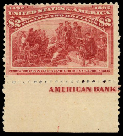 Values of US Stamp Scott Catalog #242 - 1893 US$2.00 Columbian Exposition. Daniel Kelleher Auctions, May 2015, Sale 669, Lot 2743