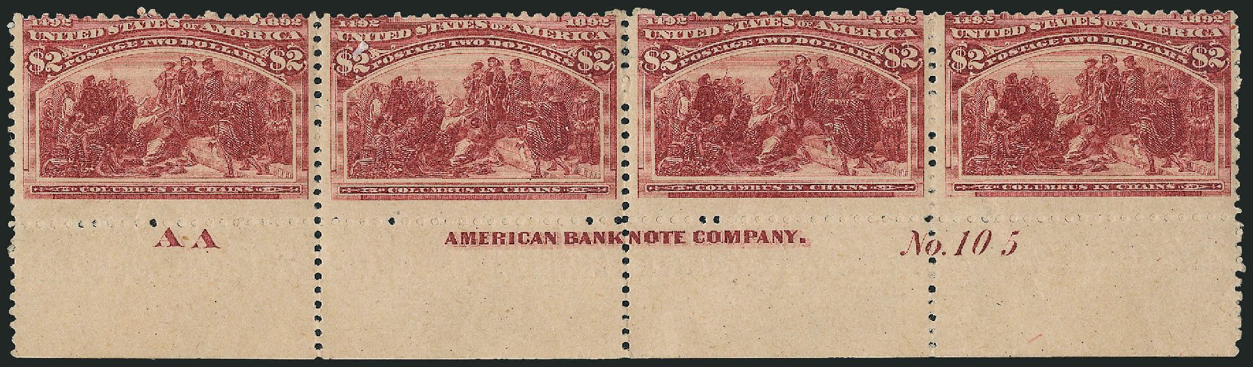 US Stamp Values Scott # 242 - US$2.00 1893 Columbian Exposition. Robert Siegel Auction Galleries, Dec 2008, Sale 967, Lot 4403