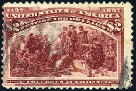 US Stamps Values Scott Catalog # 242 - US$2.00 1893 Columbian Exposition. Harmer-Schau Auction Galleries, Feb 2009, Sale 80, Lot 1216