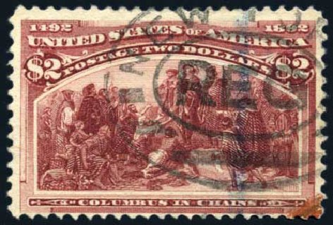 Costs of US Stamps Scott Catalogue # 242 - 1893 US$2.00 Columbian Exposition. Harmer-Schau Auction Galleries, Feb 2010, Sale 84, Lot 1456