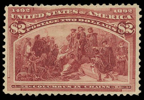 Cost of US Stamps Scott # 242: US$2.00 1893 Columbian Exposition. Daniel Kelleher Auctions, Jun 2012, Sale 630, Lot 1546