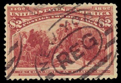 US Stamps Value Scott #242 - 1893 US$2.00 Columbian Exposition. Daniel Kelleher Auctions, Dec 2013, Sale 640, Lot 206