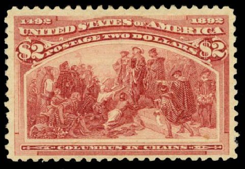 Values of US Stamp Scott #242: US$2.00 1893 Columbian Exposition. Daniel Kelleher Auctions, May 2014, Sale 652, Lot 366