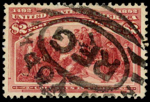 US Stamp Value Scott # 242 - 1893 US$2.00 Columbian Exposition. Daniel Kelleher Auctions, Aug 2015, Sale 672, Lot 2496