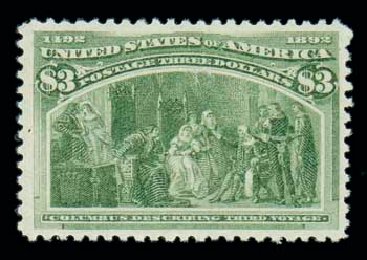 US Stamp Value Scott Catalogue 243 - 1893 US$3.00 Columbian Exposition. Matthew Bennett International, Oct 2007, Sale 320, Lot 507