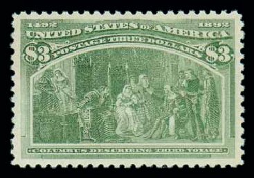 US Stamp Value Scott Cat. # 243: 1893 US$3.00 Columbian Exposition. Matthew Bennett International, Oct 2007, Sale 322, Lot 2097