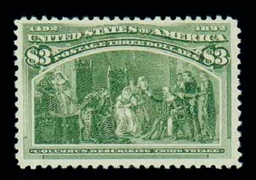 Costs of US Stamp Scott Catalog # 243: US$3.00 1893 Columbian Exposition. Matthew Bennett International, Dec 2007, Sale 324, Lot 1147