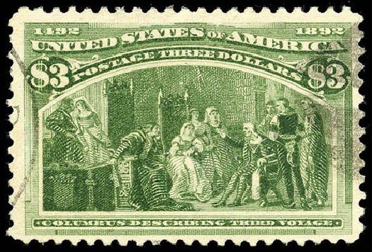 US Stamps Price Scott Cat. #243: US$3.00 1893 Columbian Exposition. Matthew Bennett International, Apr 2008, Sale 326, Lot 227