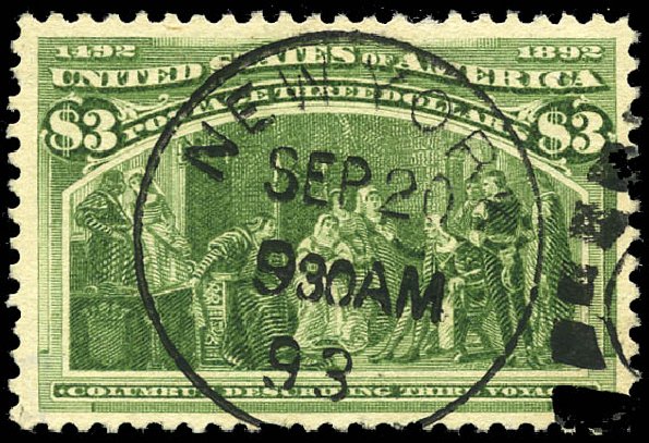 Costs of US Stamps Scott # 243: 1893 US$3.00 Columbian Exposition. Matthew Bennett International, Sep 2011, Sale 338, Lot 1877
