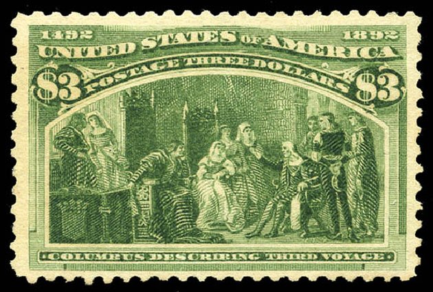 US Stamp Price Scott Catalogue # 243 - US$3.00 1893 Columbian Exposition. Matthew Bennett International, May 2014, Sale 350, Lot 367