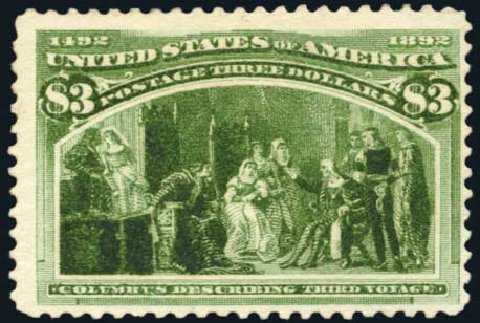US Stamps Price Scott Cat. # 243 - 1893 US$3.00 Columbian Exposition. Harmer-Schau Auction Galleries, May 2014, Sale 101, Lot 137