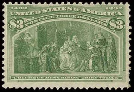 US Stamp Value Scott Catalogue 243 - 1893 US$3.00 Columbian Exposition. H.R. Harmer, Nov 2013, Sale 3004, Lot 1177