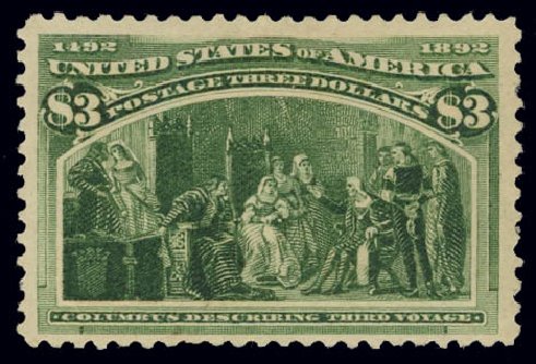 Prices of US Stamps Scott #243: US$3.00 1893 Columbian Exposition. Daniel Kelleher Auctions, Jul 2011, Sale 625, Lot 837