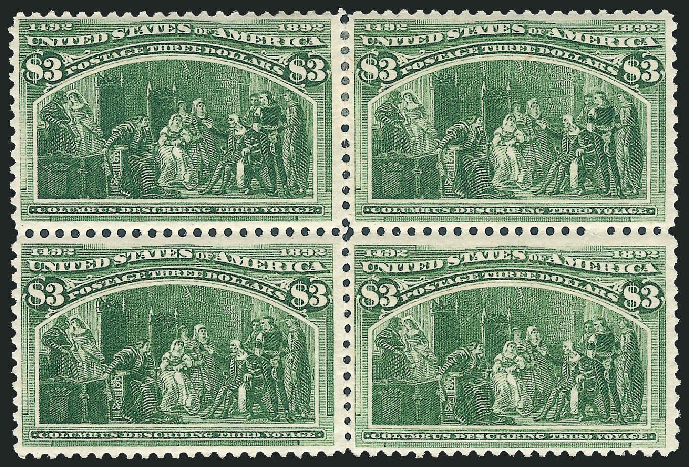Costs of US Stamp Scott Cat. #243 - 1893 US$3.00 Columbian Exposition. Robert Siegel Auction Galleries, Mar 2012, Sale 1021, Lot 457