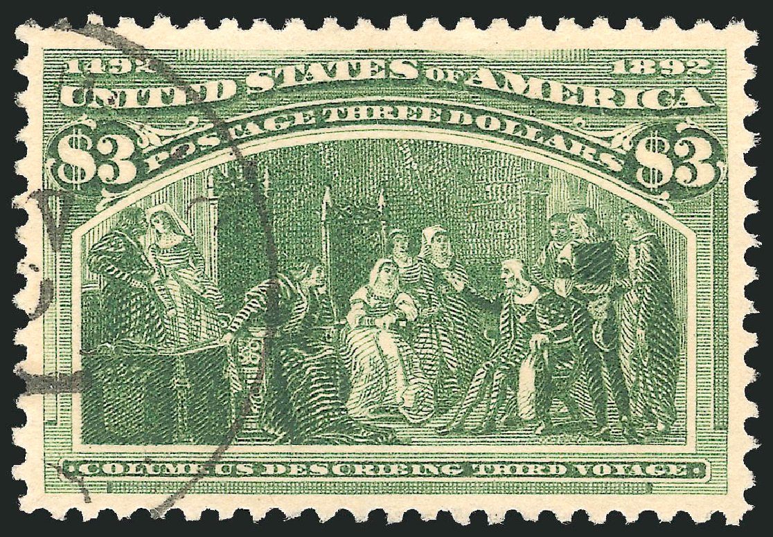 US Stamp Values Scott Catalogue #243 - US$3.00 1893 Columbian Exposition. Robert Siegel Auction Galleries, Sep 2012, Sale 1027, Lot 127